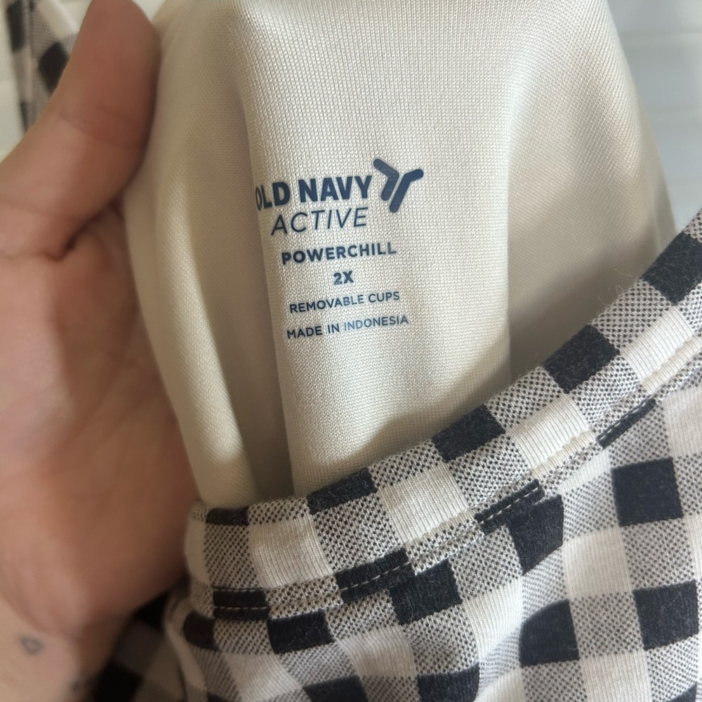 Old Navy 2X Black White Plaid Short Bodysuit Activewear - Picture 4 of 5